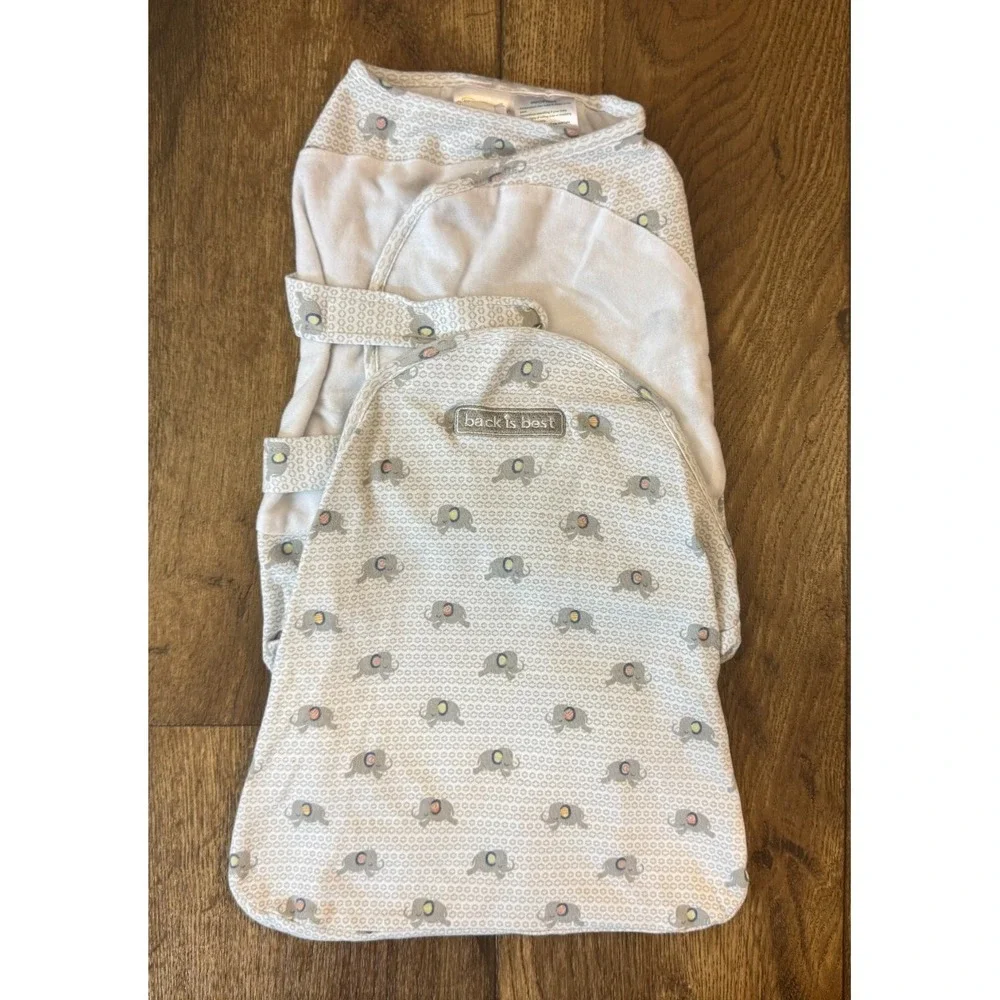 Halo‎ Swaddle Sure Small 13-16 Pounds Cotton Sleep Sack Baby Boy Girl Elephants